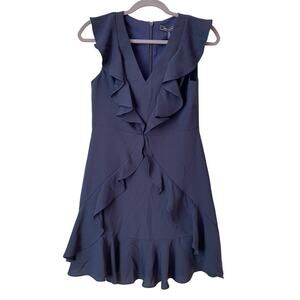 BCBGMAXAZRIA Ruffled Mini Dress in Navy Blue - Size 2 - NWT